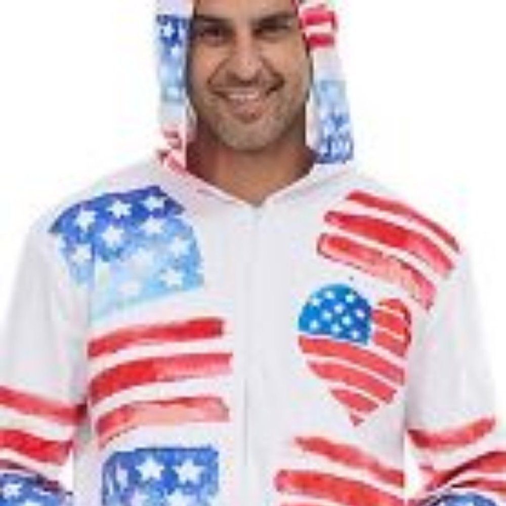 Mens American flag costume onsie pajamas size medium